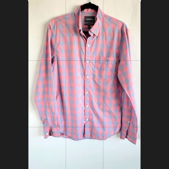 BONOBOS Pink Canyon Gingham lightweight button down shirt ling sleeve - Picture 2 of 11